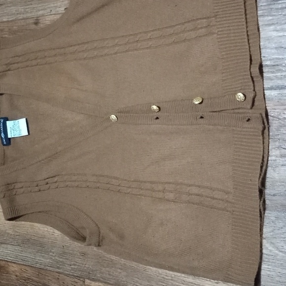 Sag Harbor Sweaters - Womens Button Down Brown Sweater Vest Size Medium